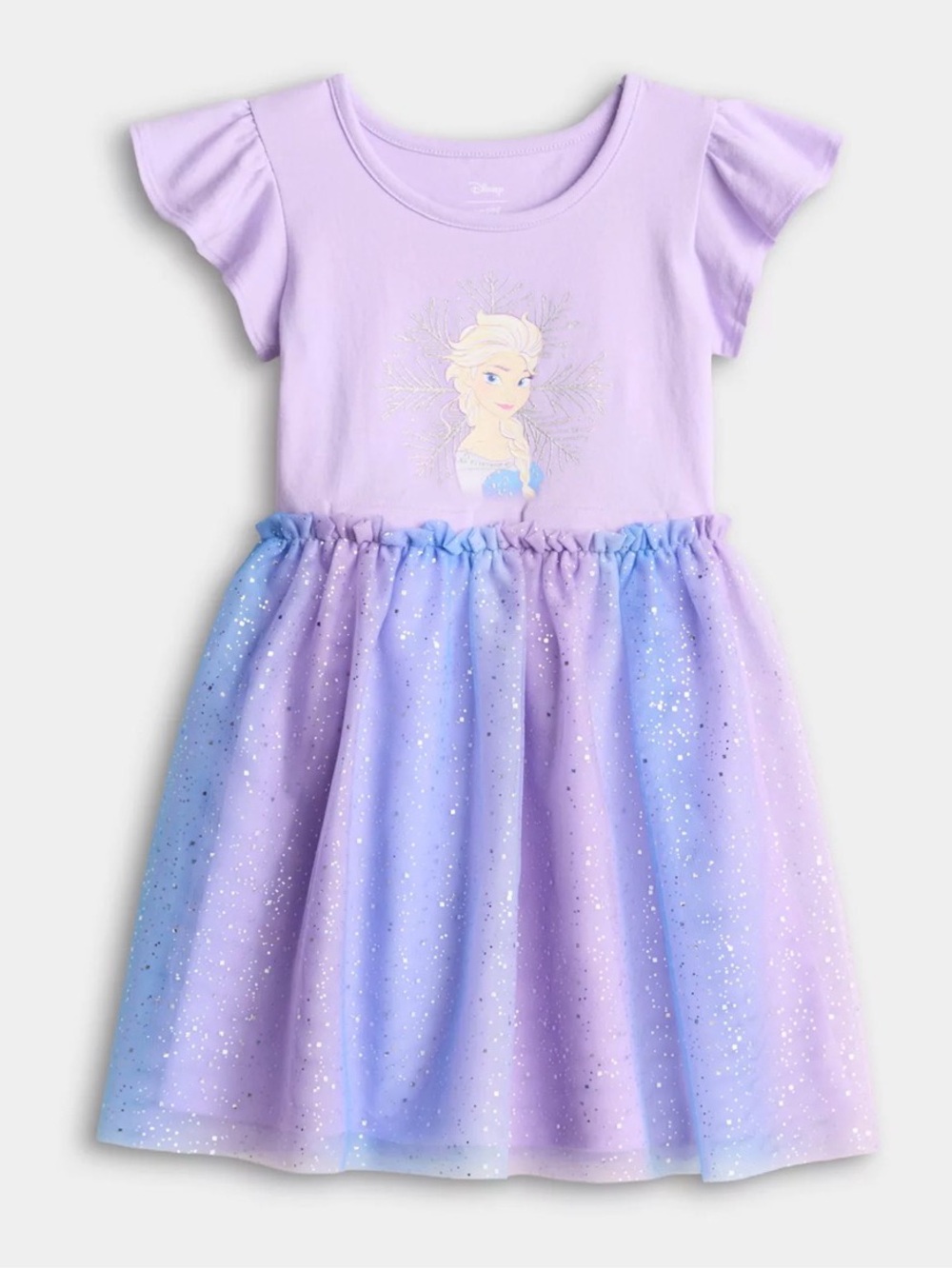 NWT Disney Elsa Frozen Lavender And Blue Glitter Tulle Dress. Girls Size 8